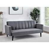 72" Velvet Convertible Futon Sofa Bed - Full Out Twin Sleeper Couch w/Channel Stitch, Wood Frame & High-Density Foam - Space-Saving for Apartments/Dorms, Grey