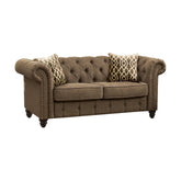 Zenith Brown Linen Loveseat W/2 Pillows