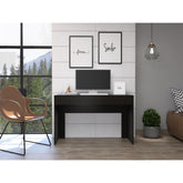 Poseidon Writing Computer Desk, Two Drawers -Black