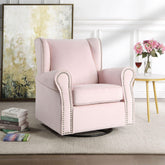 Planet Pink Fabric Glider Chair with Swivel