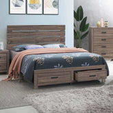 Mirage Barrel Oak Queen Storage Panel Bed