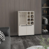 Eden 23" Wide Double Door Bar Cabinet and Glass door comparment, Eight bottle cubbies and stemware