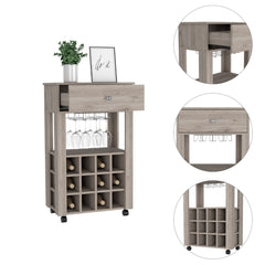 Atlas 1-Drawer 12-Bottle Wine Cabinet Light Grey
