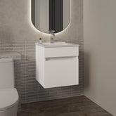 Quasar 18" Wide Floating Bathroom Vanity, With One Cabinet And Two Shelves, White