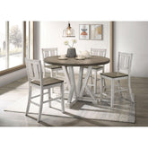 Mercury Height Dining 5pc Set Antique White Rustic Style Table Two-Tone Design 4x Chairs Dining Room Furniture