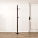 Dark Brown Finish Modern Coat Rack Solid Wood, 9 Hooks Coat Hanger Stand Entryway Home Furniture 1pc