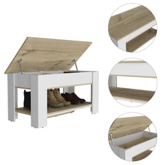Clytemnestra 1-Shelf Lid Top Storage Table Light Oak and White