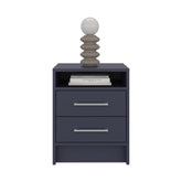 Hephaestus Nightstand with Two Drawers and One Open Storage Shelf, Modern Bedroom Storage