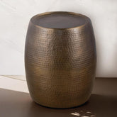HECUBA Modern Contemporary Aluminum material 21" Height End Table, Side Table with Glossy Hand Hammered Design Antique Gold