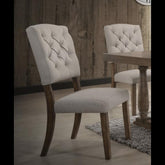 Zeus Beige Linen & Weathered Oak Finish Side Chair (Set of 2)