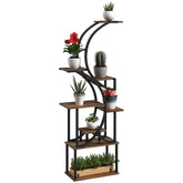 Plant Stand Indoor, 8 Tier 62" S-Shaped Plant Shelf, Corner Plant Rack for Multiple Plants, Carbonised Finish