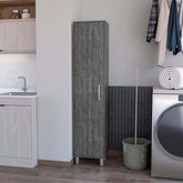 Apex Oak 3 Broom Hangers Tall Storage Cabinet