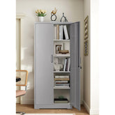 Apocalypse Furniture Direct Ironclad 71" Metal Storage Cabinet with Locking Doors and 4 Adjustable Shelves, Heavy-Duty Steel Cabinet for Garage, Laundry, Office, or Warehouse, Gray