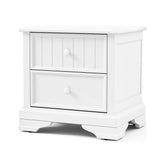 Zenith Nightstand 2 Drawers w Round Knobs, White Solid Hardwood, 24 Inch