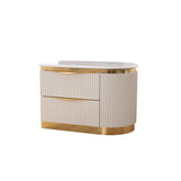 Pluto Gold Detailed Right 2-Drawer Nightstand made with Wood in White