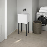 Earth Utility Tub with 4 Legs and Large Wash Basin, White / Black Wengue