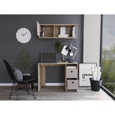 Halo Office Set, Two Shelves, Two Drawers, Wall Cabinet, Single Door Cabinet, -Light Oak / Taupe