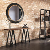 Crest - Solid Walnut Veneer and Metal Console Sofa Table - Walnut