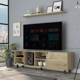 Lyric Tv Stand for TV´s up 70", Four Open Shelves, Five Legs -Light Oak