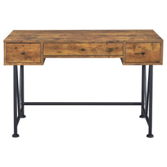 Antique Nutmeg and Black 3-drawer Writing Desk