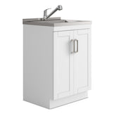 Poem - 24" Laundry Cabinet with Faucet and Stainless Steel Sink - White