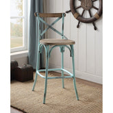 Nebula Antique Turquoise & Antique Oak Finish Bar Chair