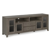 Gallery 72 inch Wide Solid Wood TV Stand in Farmhouse Grey For TVs up to 80 inches