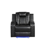 WALTZ LED & Power Recliner Chair Made With Faux Leather in Black