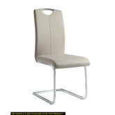 Unique Style Chrome Metal Finish Side Chairs 2pc Set Gray-Taupe Faux Leather Upholstered Casual Dining Furniture