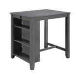 Waltz 36 Inch Counter Height Small Dining Table with Shelves, USB Port, Gray