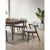 Mid-Century Modern Dining Chairs 2pcs Set Solid wood Fabric Upholstered Cushion Chair Walnut Rubberwood Unique Design