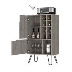 Display 8-Bottle Rectangle Bar Cabinet Light Oak