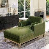 Revelation 65" Modern Farmhouse Chaise Lounge Chair, Olive Green Performance Velvet