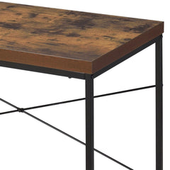 Pluto Oak and Black Writing Desk with Metal Sled Base