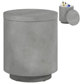 2.6 Gal Outdoor Side Table, 3-In-1 Concrete Cooler Bar Table with Storage, Removable Ice Bucket and Lid, Gray