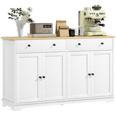 Modern Sideboard, Buffet Cabinet with Storage Drawers, Adjustable Shelves for Living Room, Dining Room, Entryway, White