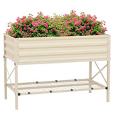 Galvanized Raised Garden Bed, Metal Planter Box with Legs, Storage Shelf and Bed Liner, Cream