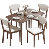 5-Piece Dining Table Set for 4, Mid-Century Modern Kitchen Table and Chairs, Cream White