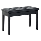 Piano Bench, Duet Piano Chair with Faux Leather Padded Cushion and Wooden Frame, Button Tufted Keyboard Bench, Black