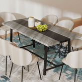 Industrial Kitchen Table for 8 People, 70.9" Long Dining Table with Large Tabletop and Steel Legs for Dining Room, Gray