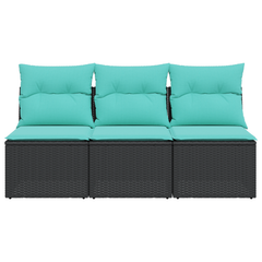 Garden Sofa Black 64.96 x 24.41 x 27.17 in Poly rattan