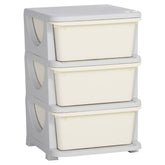 Qaba 3 Tier Kids Storage Unit, Toy Organizers and Storage with 3 Drawer Chest for Kids Bedroom Nursery Kindergarten Living Room for Boys Girls Toddlers, Cream White