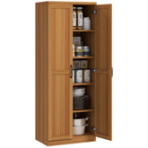 63" 2-Door Kitchen Pantry, Freestanding Cabinet with 2 Adjustable Shelves for Dining Room, Cinnamon Teak Wood Grain