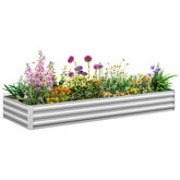 95" x 36" x 12" Galvanized Raised Garden Bed, Easy DIY and Cleaning for Growing Flowers, Herbs, Succulents, Silver