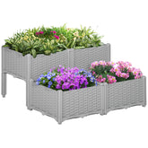 4-Piece Raised Garden Bed with Legs, Self-Watering Planter Box Raised Bed to Grow Flowers, Herbs & Vegetables, Gray