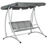 3-Seat Outdoor Porch Swing Chair, Patio Swing Glider with Adjustable Canopy, Breathable Seat, and Steel Frame for Garden, Poolside, Backyard, Gray