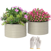 Set of 2 Raised Garden Bed, Metal Planter Box with Safety Edging, Easy-to-assemble Stock Tank, Cream White