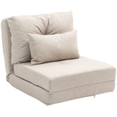 Floor Chair, Convertible Floor Sofa Bed, Folding Upholstered Couch Bed with Adjustable Backrest, Beige