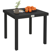 Patio Dining Table for 4, Rectangular Aluminum Outdoor Table for Garden Lawn Backyard, Black