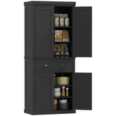 72.5" Kitchen Cabinet, Pantry Storage Cabinet with Doors and Shelves, Freestanding Food Pantry Cabinet, Black